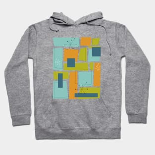 Abstract Rectangles Turquoise Orange Green Mid Century Hoodie